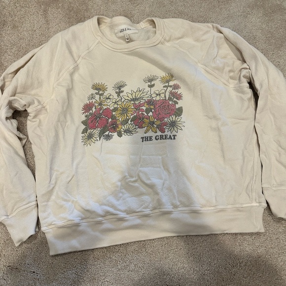 THE GREAT. Tops - The Great. The College Sweatshirt with Garden Floral Graphic size 1